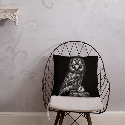 Cushion Scarlette the Owl reversible black and white