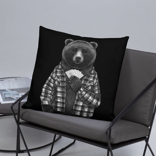 Cushion Lee the Grizzly reversible black and white