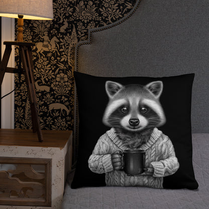 Cushion Raymond the Raccoon reversible black and white